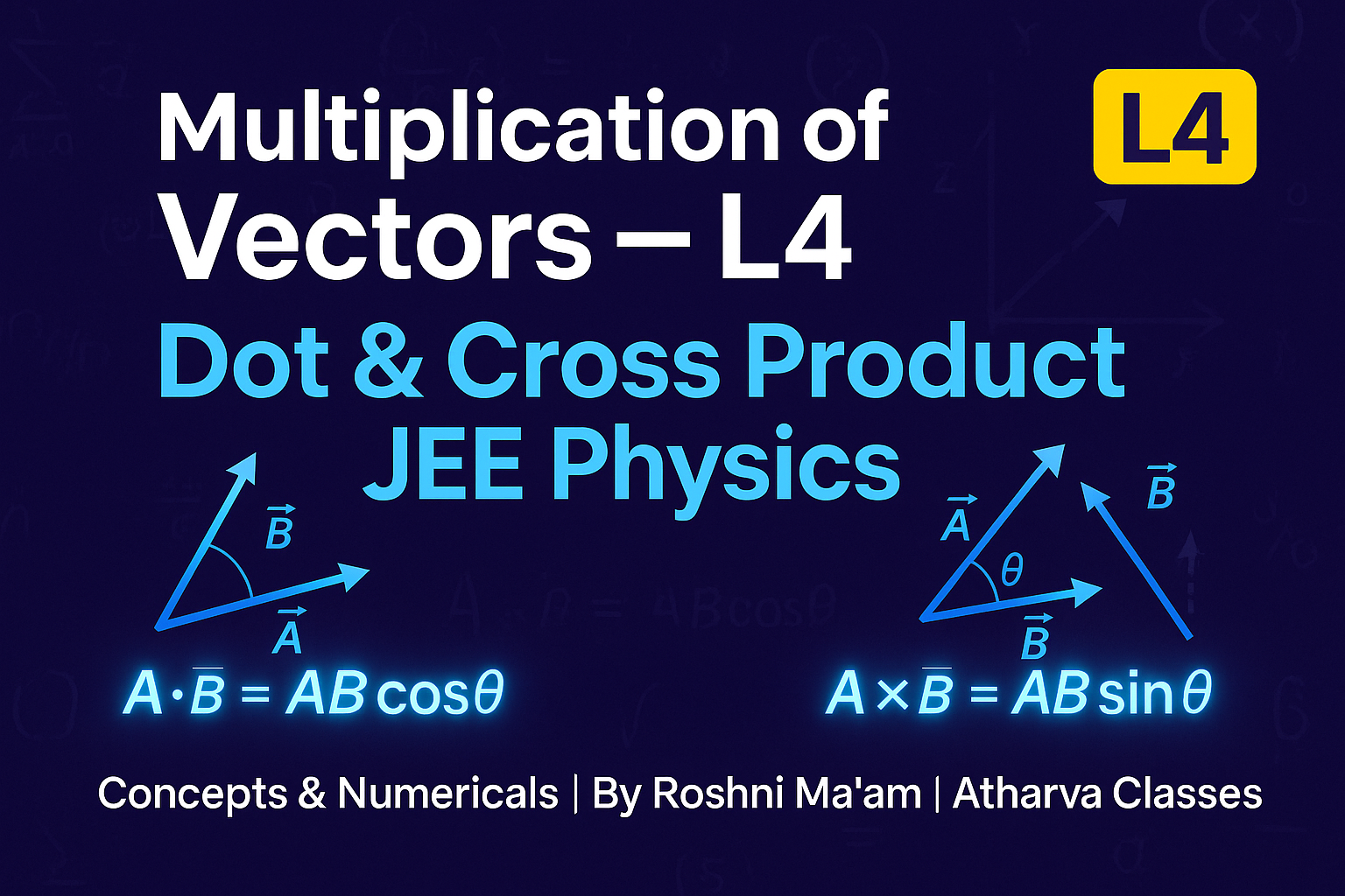 Multiplication of Vectors | Vectors - L4 (Concepts &#38; Numericals) | IIT JEE Physics