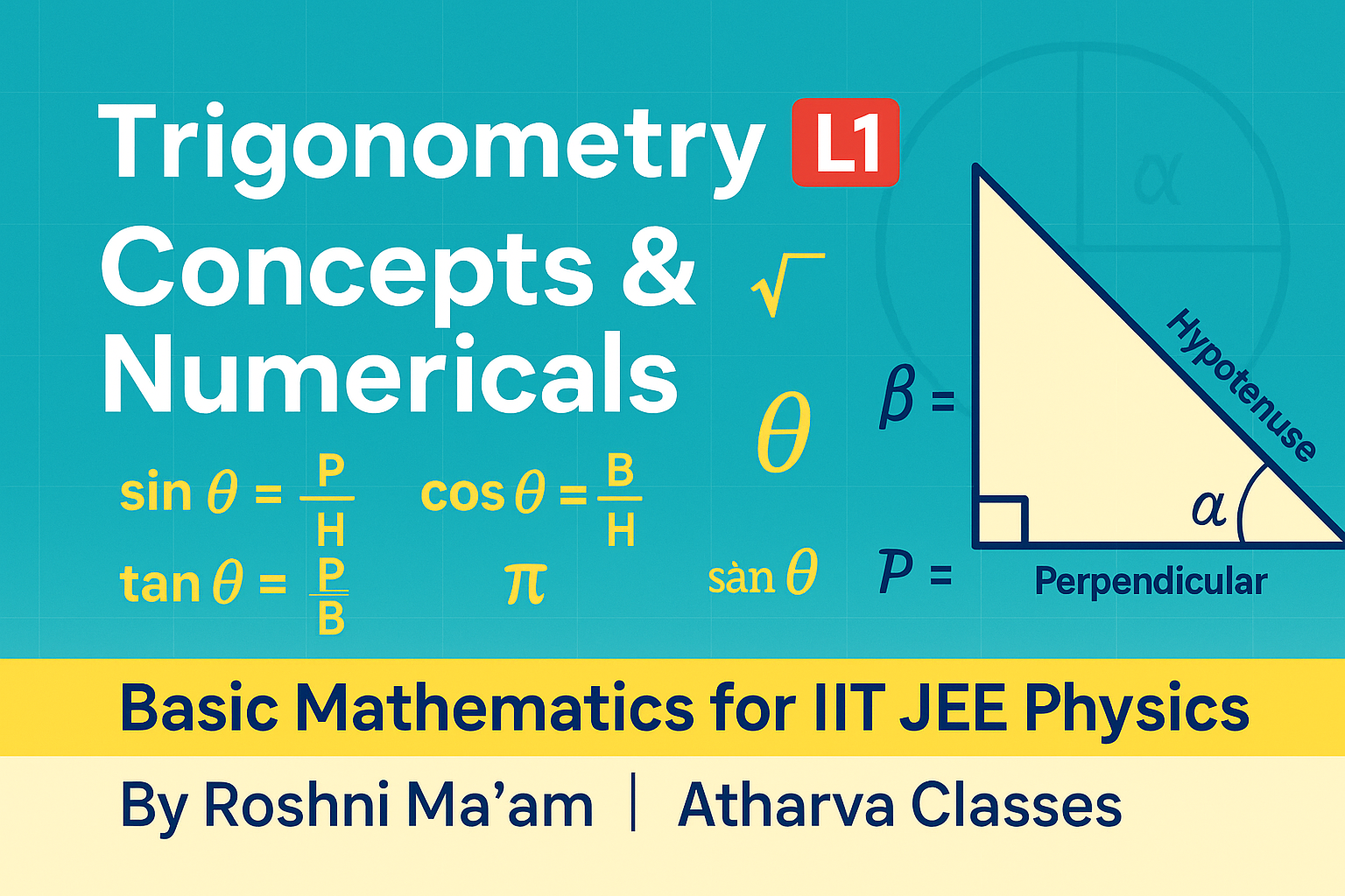 Design a clean and vibrant YouTube thumbnail for the video titled: &#34;Trigonometry | Basic Mathema